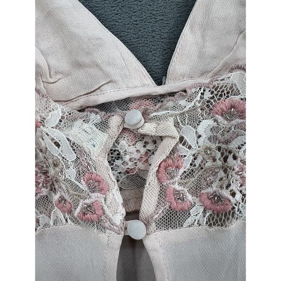 New Free People Midnight Magic Maxi Slip Dress Size XSmall Pink Beaded - Picture 12 of 15